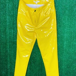 Canary Yellow Faux Learher Pants